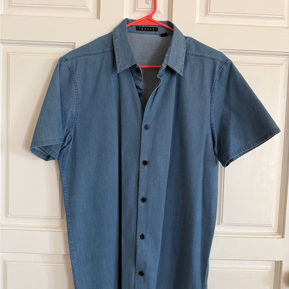 Theory Denim Blue Casual Button Down Shirt